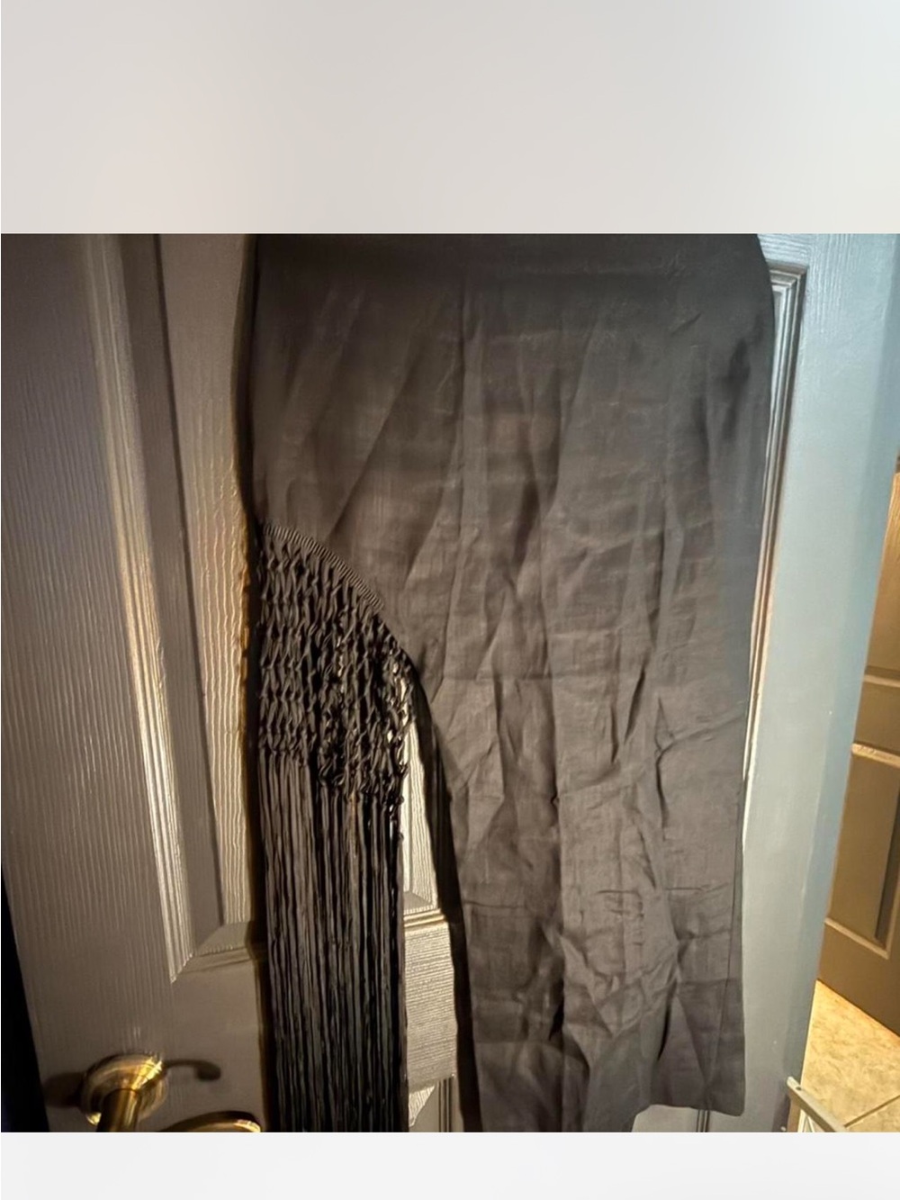 Zara Black Fringe Midi Skirt